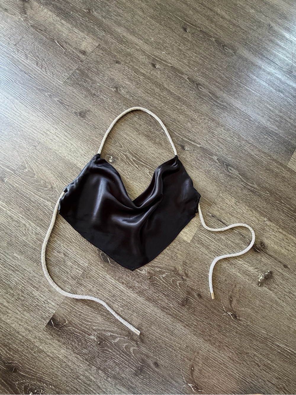 Meshki Dark Brown Satin Triangle Rope Strap Bag